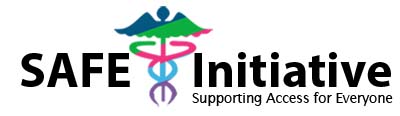 SAFE Initiative Logo 

SAFE Initiative, Supporting Access for Everyone 
with Blue, Green, Pink, Blue, and Purple Caduceus  